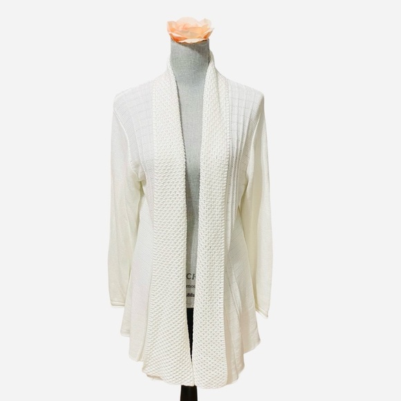 NC Collection Ivory Open Front Knit Cardigan Sweater XL - Picture 1 of 11